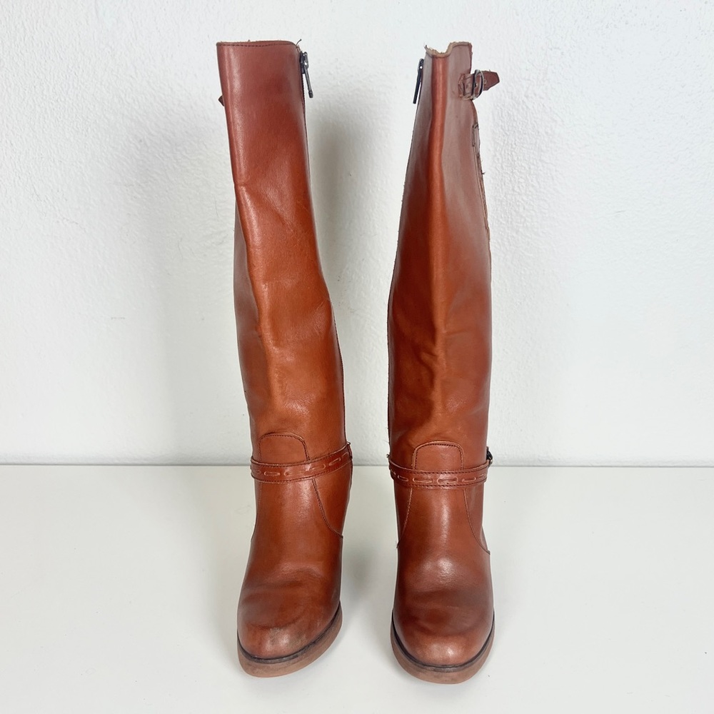 Vintage Heeled Leather Cognac Boots - Picture 4 of 7